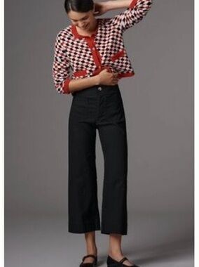 Maeve Colette Magic Fabric Black Crop Wide-Leg Pants, sizes 32